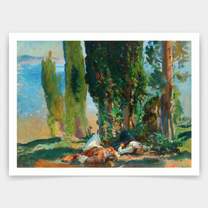 John Singer Sargent,Under the Cypress Trees at Corfu,art prints,Vintage art,canvas wall art,famous art prints,V4449