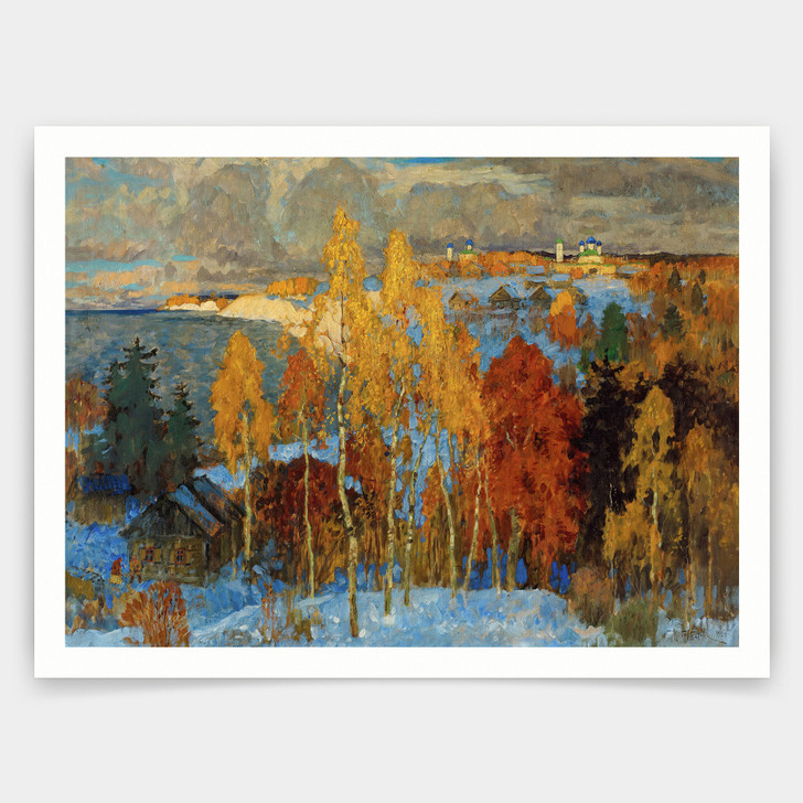 Konstantin Gorbatov,Golden Autumn,art prints,Vintage art,canvas wall art,famous art prints,V4531