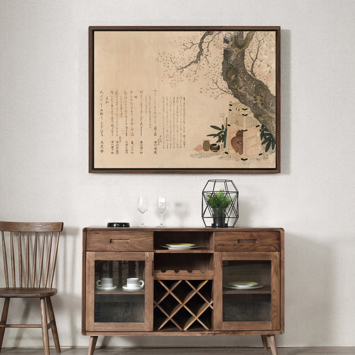 Niwa Tokei,Tea set under the cherry tree,japanese painting,large wall art,framed wall art,canvas wall art,large canvas,M4683