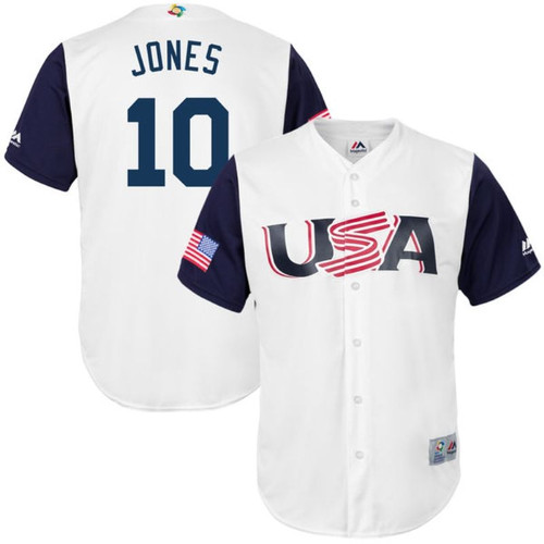#10 Chipper Jones Usa National Baseball World Classic 2017 White Jersey