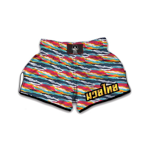 Abstract Colorful And Dot Print Pattern Muay Thai Boxing Shorts