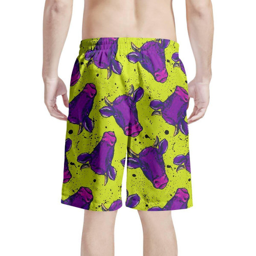 Abstract Neon Cow Print Mens Shorts