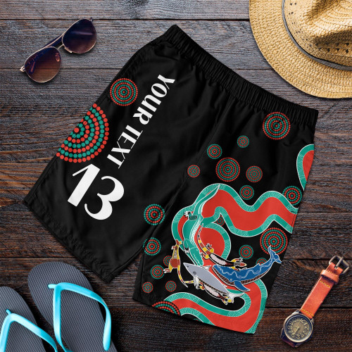 (Custom Text and Number) Rabbitohs Men Shorts Go The Bunnies Aboriginal LT13