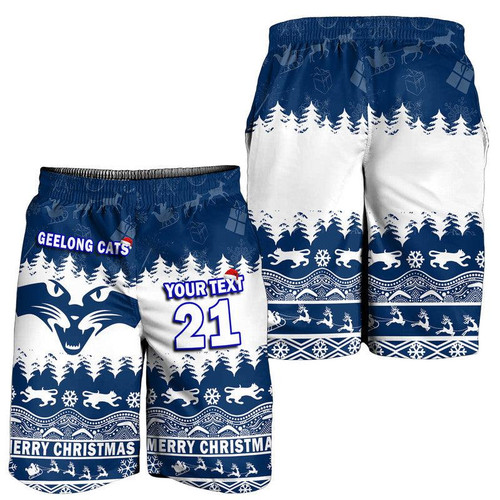 (Custom Personalised And Number) Geelong Cats Unique Winter Season Men Shorts Cats Merry Christmas LT9