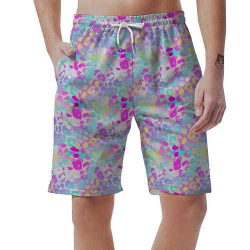 Abstract Leopard Tropical Pastel Print Pattern Mens Shorts