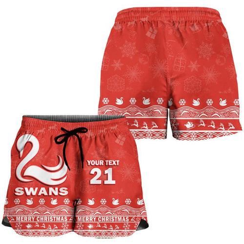 (Custom Personalised And Number) Sydney Swans Unique Winter Season Women Shorts Swans Merry Christmas LT9