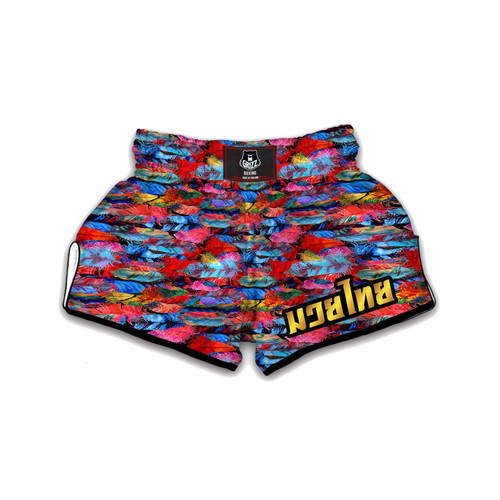 Abstract Feather Watercolor Boho Print Pattern Muay Thai Boxing Shorts