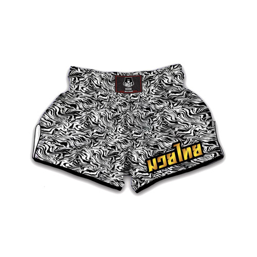 Abstract Liquify Watercolor Zebra Tie Dye Print Muay Thai Boxing Shorts