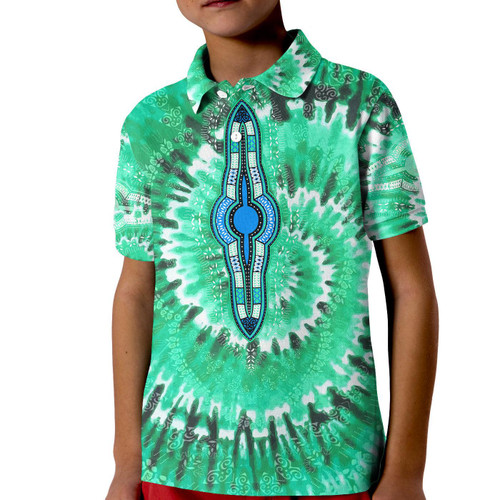 (Custom Personalised) Africa Tie Dye Polo Shirt KID Green Fashion LT13