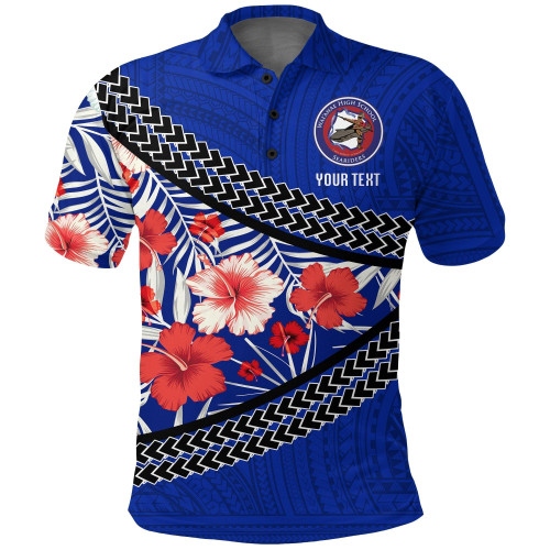 (Custom Personalied) Waianae High School Polo Shirt - Hawaiian Hibiscus Flowers LT20