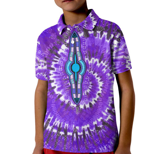 (Custom Personalised) Africa Tie Dye Polo Shirt KID Purple Fashion LT13