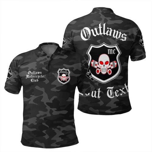 ( Custom Personalized ) Camouflage Outlaws Motorcycle Club Polo Shirt T09