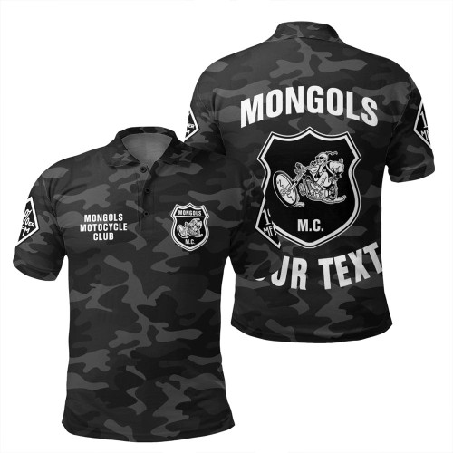 ( Custom Personalized ) Camouflage Mongols Motorcycle Club Polo Shirt T09