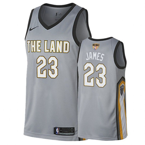  Cavaliers Male Larry Nance Jr. #22 Ccavaliers Male Lebron James #23 2018 Nba Finals City Gray Jerseyity Edition Gray Jersey