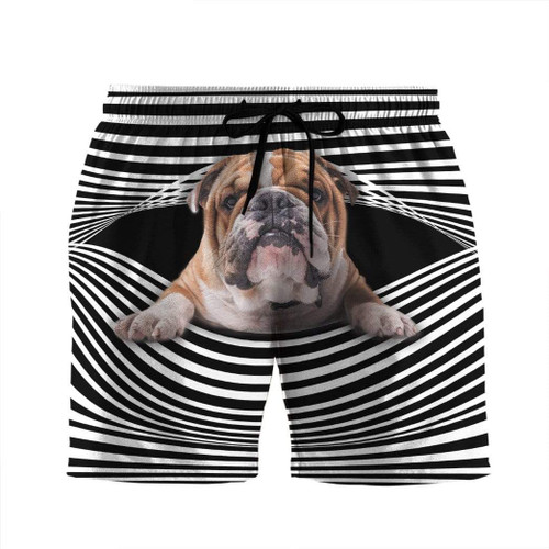 3D Bulldog Stripes Custom Beach Shorts Swim Trunks
