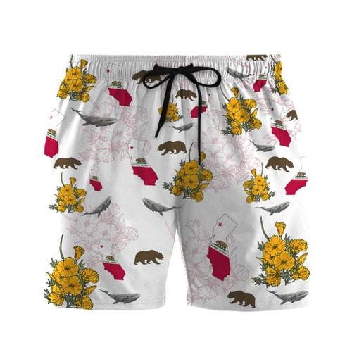 3D California Proud Custom Beach Shorts Swim Trunks