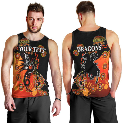 (Custom Personalised) St. George Illawarra Dragons Mens Tank Top 2021 Simple Indigenous - Red LT8