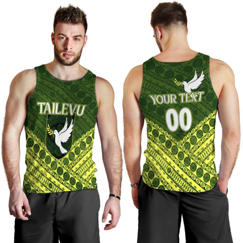 (Custom Personalised) Tailevu Rugby Union Fiji Mens Tank Top - Tapa Pattern LT12