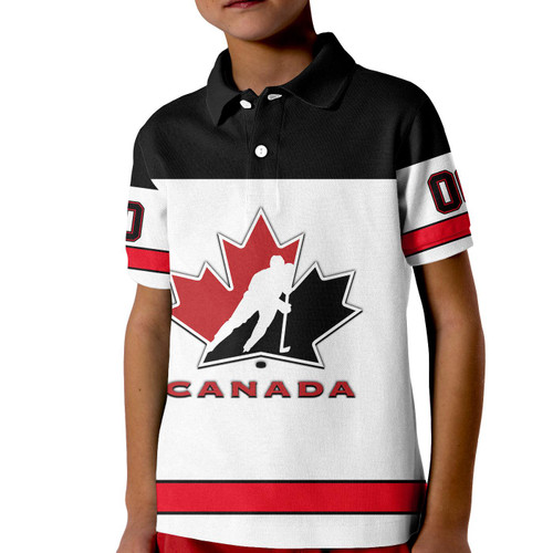 (Custom Personalised And Number) Canada Hockey Polo Shirt KID Simple White Style LT6
