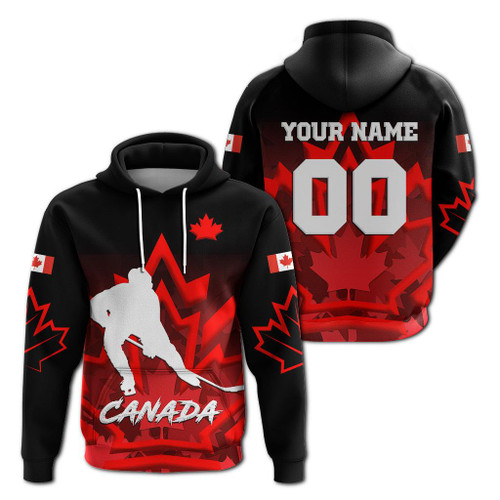 (Custom Personalised) Canada Hockey With Maple Leaf Hoodie - LT12