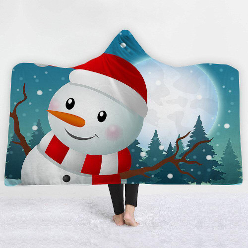 
	Snowman Merry Christmas Hooded Blanket - Anniversary Birthday Christmas Housewarming Gift Home