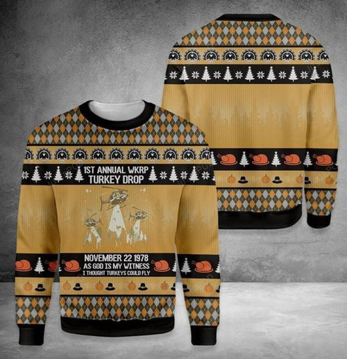 1st Annual Wkrp Turkey Drop Happy Thanksgiving Sweater