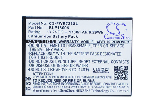Hotspot Battery for Franklin Wireless BLP1800K R722 R774 R775 CS-FWR722SL 1700mA
