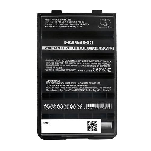 Battery for Vertex FNB-64H FNB-83H FNB-V57H FT-250R VX-180 VX-210 VX-400 VX-800 Battery for Vertex FNB-64H FNB-83H FNB-V57H FT-250R VX-180 VX-210 VX-400 VX-800