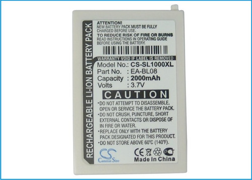 Battery for Sharp Zaurus SL-C1000 SL-C3000 SL-C3100 EA-BL08 CS-SL1000XL 2000mAh