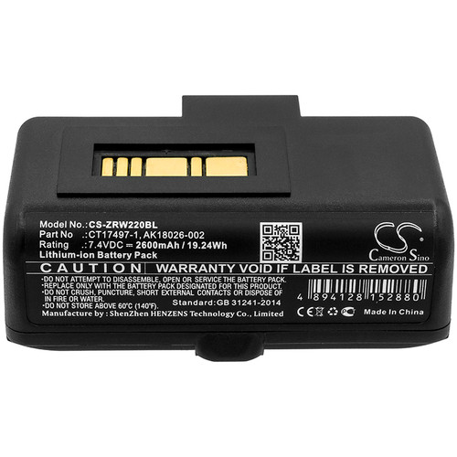 Battery for Zebra RW220 RW320 AK18026-002 CT17497-1 Printer CS-ZRW220BL 2600mAh