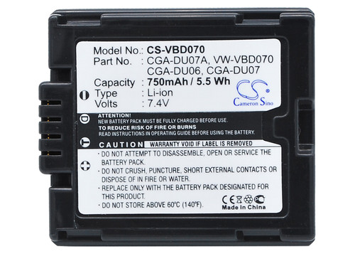 Battery for Panasonic CGA-DU06 CGA-DU07 CGR-DU07 HITACHI VW-VBD070 DZ-BP7SW Battery for Panasonic CGA-DU06 CGA-DU07 CGR-DU07 HITACHI VW-VBD070 DZ-BP7SW