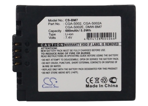 Battery for Panasonic CGA-S002 CGA-S002E CGA-S002E/1B CGR-S002 CGR-S002E DMW-BM7 Battery for Panasonic CGA-S002 CGA-S002E CGA-S002E/1B CGR-S002 CGR-S002E DMW-BM7