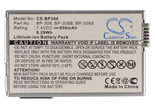 Battery for Canon DC51 DMVX4i IXY DVM5 Optura 600 BP-308 BP-308B BP-308S 850mAh