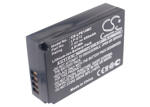 Battery for Canon EOS 100D Kiss X7 M M2 PowerShot SX70 HS LP-E12 LPE12 650mAh
