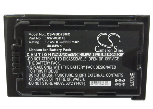 Battery for Panasonic AJ-PX270 HC-MDH2 HC-MDH2M HDC-MDH2GK VW-VBD78 6600mAh