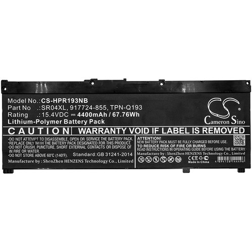 Battery for HP Omen 15 917678-271 917724-855 SR04XL TPN-C133 TPN-C134 TPN-Q193 Battery for HP Omen 15 917678-271 917724-855 SR04XL TPN-C133 TPN-C134 TPN-Q193