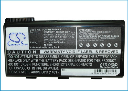 Battery for MSI A5000 A7200 CR500 957-173XXP-101 -102 BTY-L74 BTY-L75 MS-1682
