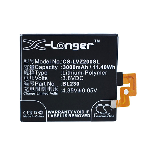 Battery for Lenovo VIBE Z2 Z2t Z2w BL230 Mobile SmartPhone CS-LVZ200SL 3.8v