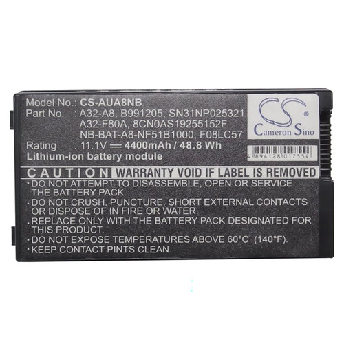 Battery for Asus A8 F8Sn A32-A8 A32-F80 A32-F80A A32-F80H B991205 F08LC57 L3TP Battery for Asus A8 F8Sn A32-A8 A32-F80 A32-F80A A32-F80H B991205 F08LC57 L3TP