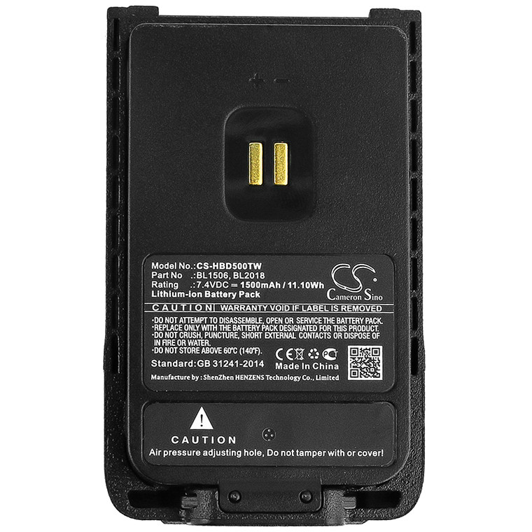 Two-Way Radio Battery for Hytera BL1506 BL2018 BD500 BD505 BD555 7.4V 1500mAh