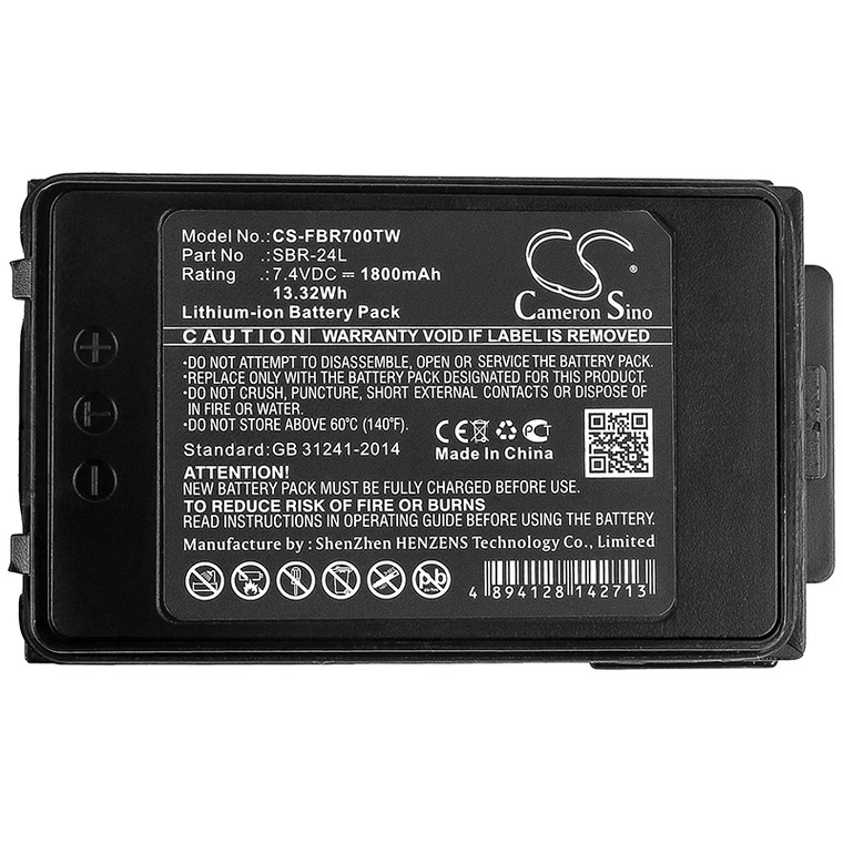 Two-Way Radio Battery for YAESU SBR-24L FT-70D FT-70DR FT-70DS 7.4V 1800mAh NEW