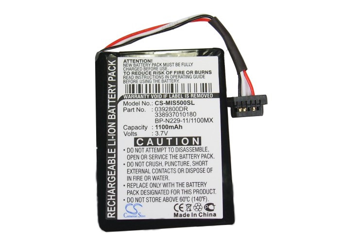 Battery for Mitac 0392800DR 338937010180 BP-N229-11/1100MX Mio Moov S500 S556
