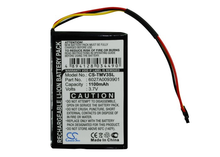Battery for TomTom 6027A0093901 4EM0.001.01 N14644 V3 XL IQ GPS CS-TMV3SL 1100mA