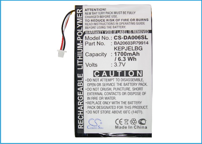 Battery for Creative Zen Vision M Video BA20603R79914 DVP-HD0003 MP3 1500mAh