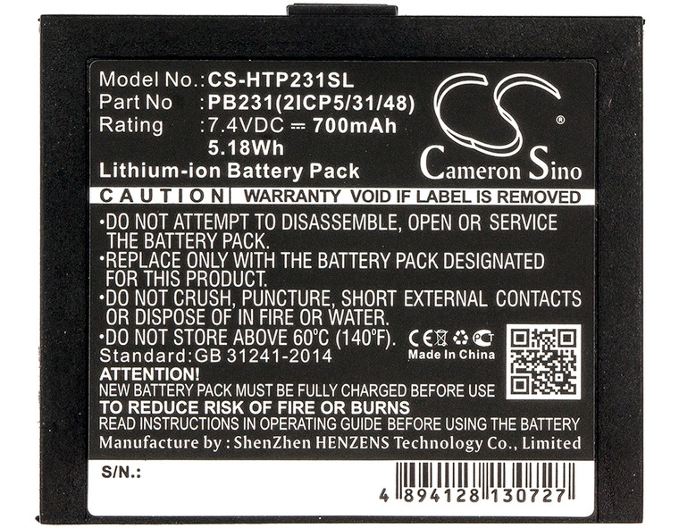 Battery for HiTi Pringo P231 Photo Printer PB231 PB231(2ICP5/31/48) Portable