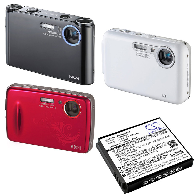 Battery for Samsung CL5 i8 L730 L830 NV33 NV4 PL10 SLB-0937 CS-SLB0937 650mAh