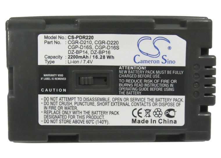 Battery for Panasonic AG-DVC15 CGP-D16S CGR-D210 CGR-D220 D16A HITACHI DZ-BP16