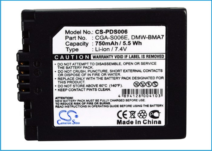 Battery for Panasonic DMC-FZ18 LEICA CGA-S006 CGA-S006E CGR-S006 S006E DMW-BMA7