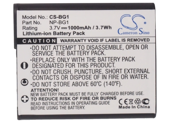 Battery for Sony CyberShot DSC-N1 DSC-T100 DSC-W30 DSC-W40 DSC-W50 NP-BG1 NP-FG1