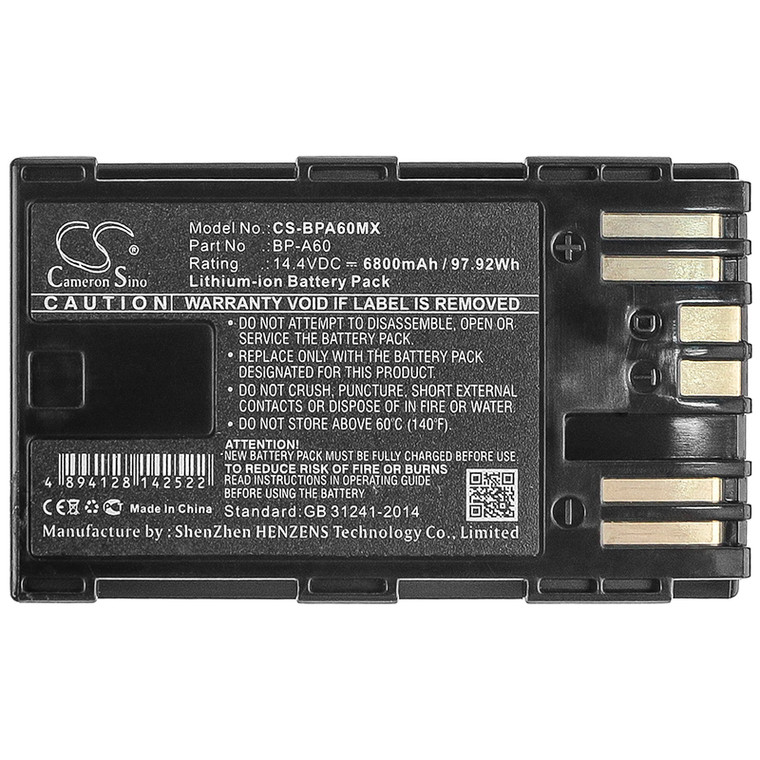 Battery for Canon C200B C300 Mark II XF705 CA-CP200L EOS C200 PL BP-A60 6800mAh